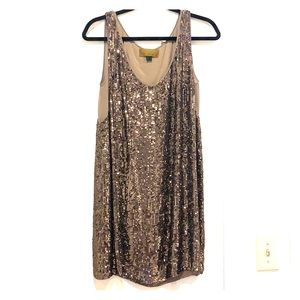 Nicole Miller Gold Sequin Tank Dress